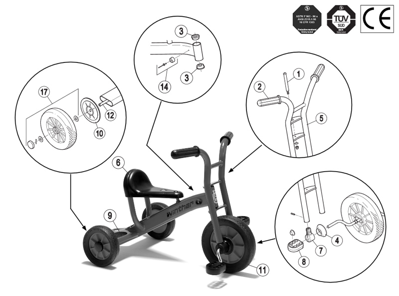 Winther Viking Medium Trike (Model No. 451) Spare Parts